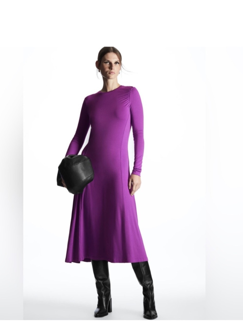 COS Orchid Midi Long Sleeve Jersey Dress Size XS